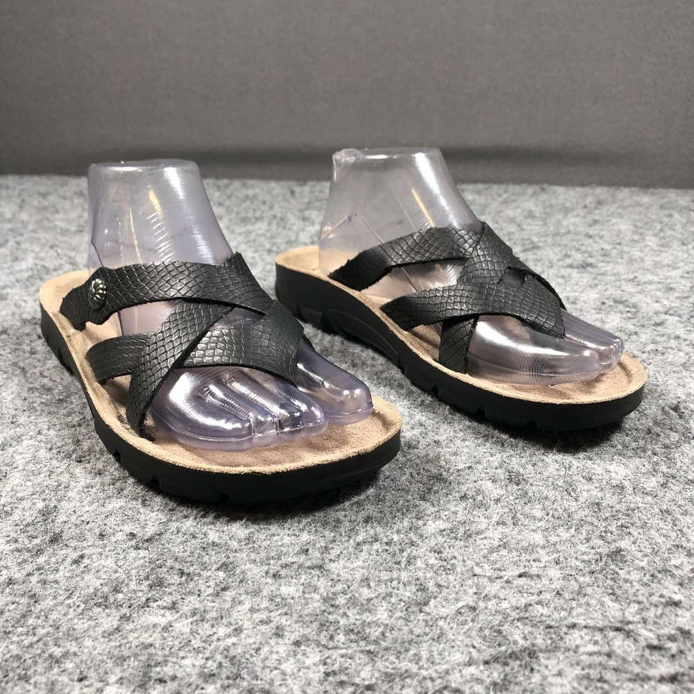Cliffs White Mountain Sandals Womens 9 M Black Thong Strappy Comfort Shoes